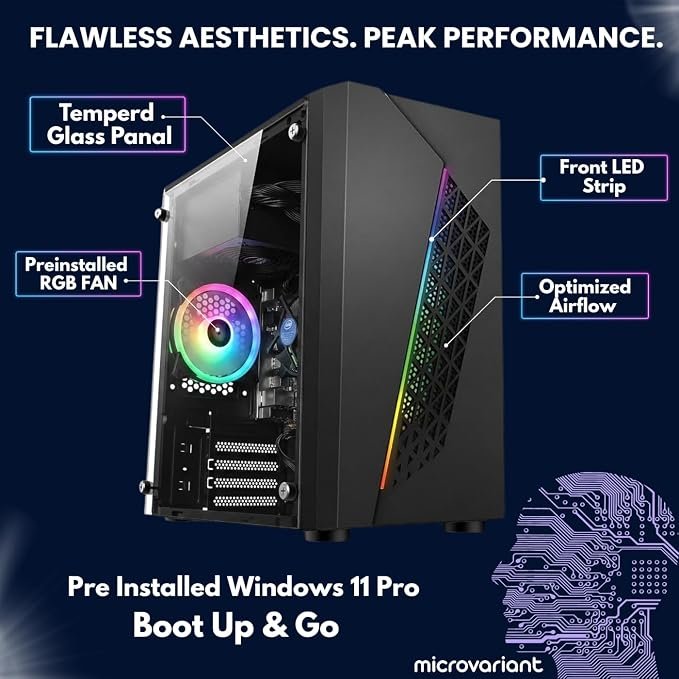 PC Computer Full Set | Core i7-3th Gen | 8GB RAM | 256GB SSD | 20" Monitor | RGB Keyboard-Mouse | Headphone | 5G WiFi + BT Dongle | HD Graphics | Windows 11 Pro 4 71jijkmaril. sx679