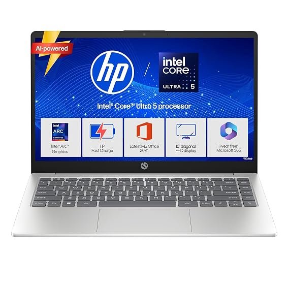 HP 15 Smartchoice, Intel Core Ultra 5 125H 12 TOPS, 24GB DDR5 (Upgradeable) 1TB SSD,Anti-Glare, FHD, 15''/39.6cm,Win11, M365*Office24, Silver, 1.65kg, FD1458TU, FHD Camera w/Shutter, Backlit AI Laptop 1 whatsapp image 2026 09 24 at 9.52.51 pm